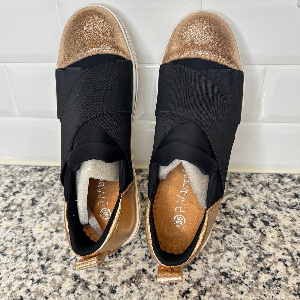 Bernie Mev Bronze/Black Stretch Slip-On Sneakers – Size 6 (flawed) - Picture 4 of 9